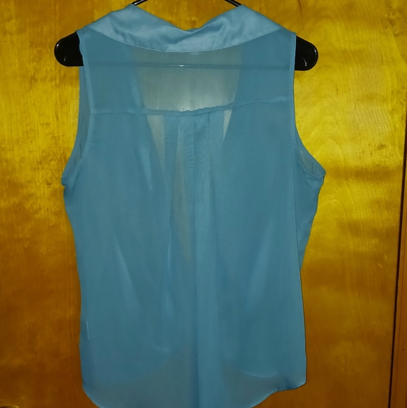 Speechless Women's Shear Aqua Teal Faux Wrap Sleeveless Blouse… - Picture 2 of 6